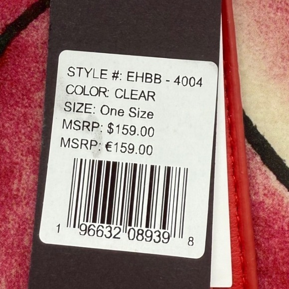 Ed Hardy Tiger Rose Clear PVC Tote‎ Bag Handbag with Red Trim and Pouch $159 - Picture 4 of 14